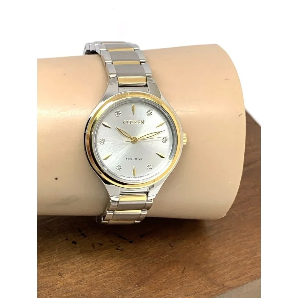 Citizen Women's Watch FE2104-50A Eco Drive Diamond Accent Dial Two Tone Steel